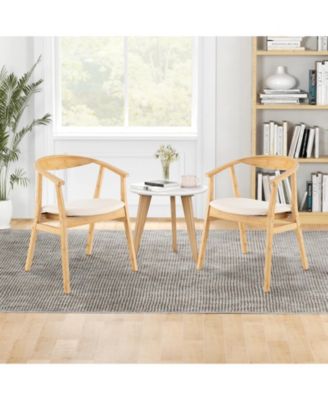 Bamboo Accent Chair with Armrest and Curved Backrest-Natural