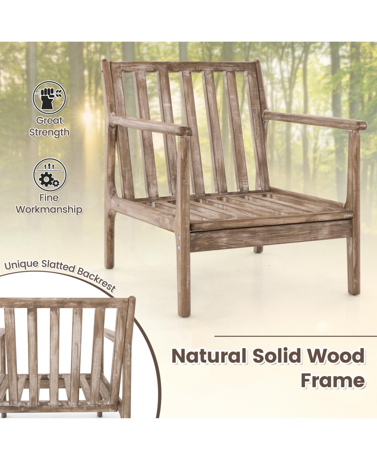 Skonyon Modern Accent Chair with Solid Rubber Wood Armrests