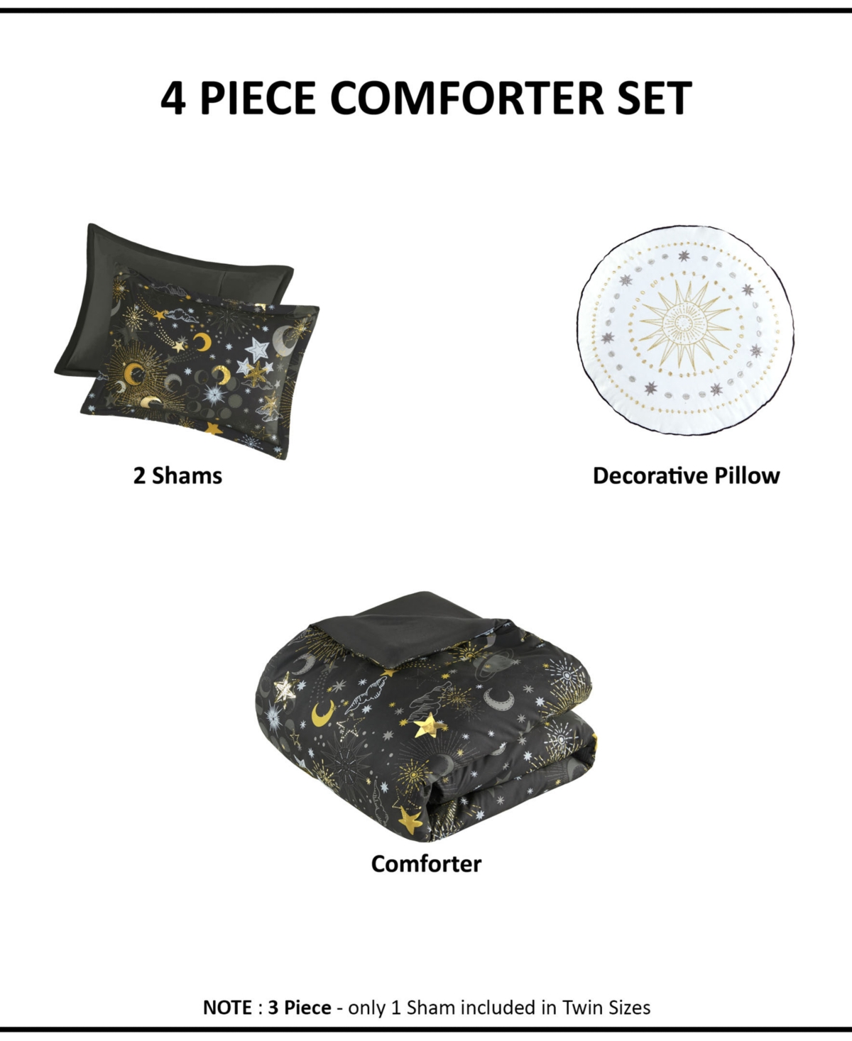 Intelligent Design Celia Starry Sky Metallic 4-pc. Comforter Set, Full/queen