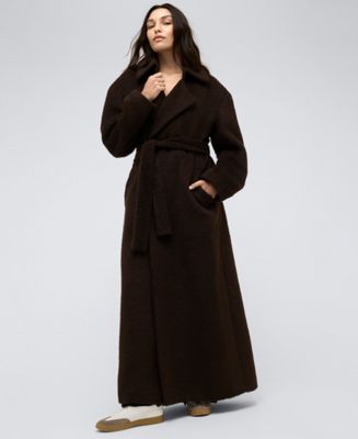 Kenneth Cole Women's Brushed-Wool Blend Faux-Fur Belted Trench