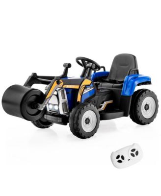 12V Kids Ride on Road Roller Construction Toy with 2.4G Remote Control and LED Lights, Red