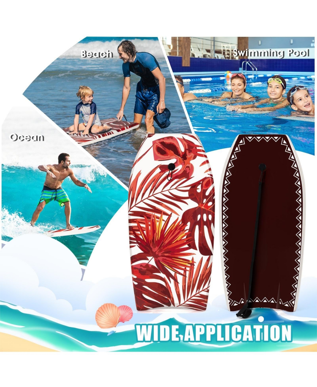 Vebreda 41 Inch Lightweight Surfboard With Fin Eps Core for Kids and Adults-l