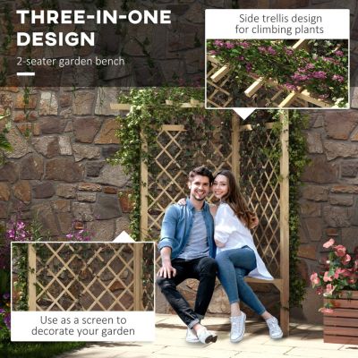 55" Wooden Garden Benches with Slatted Seat and Screening