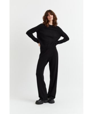 Women's Wool & Cashmere Wide Leg Track Pant