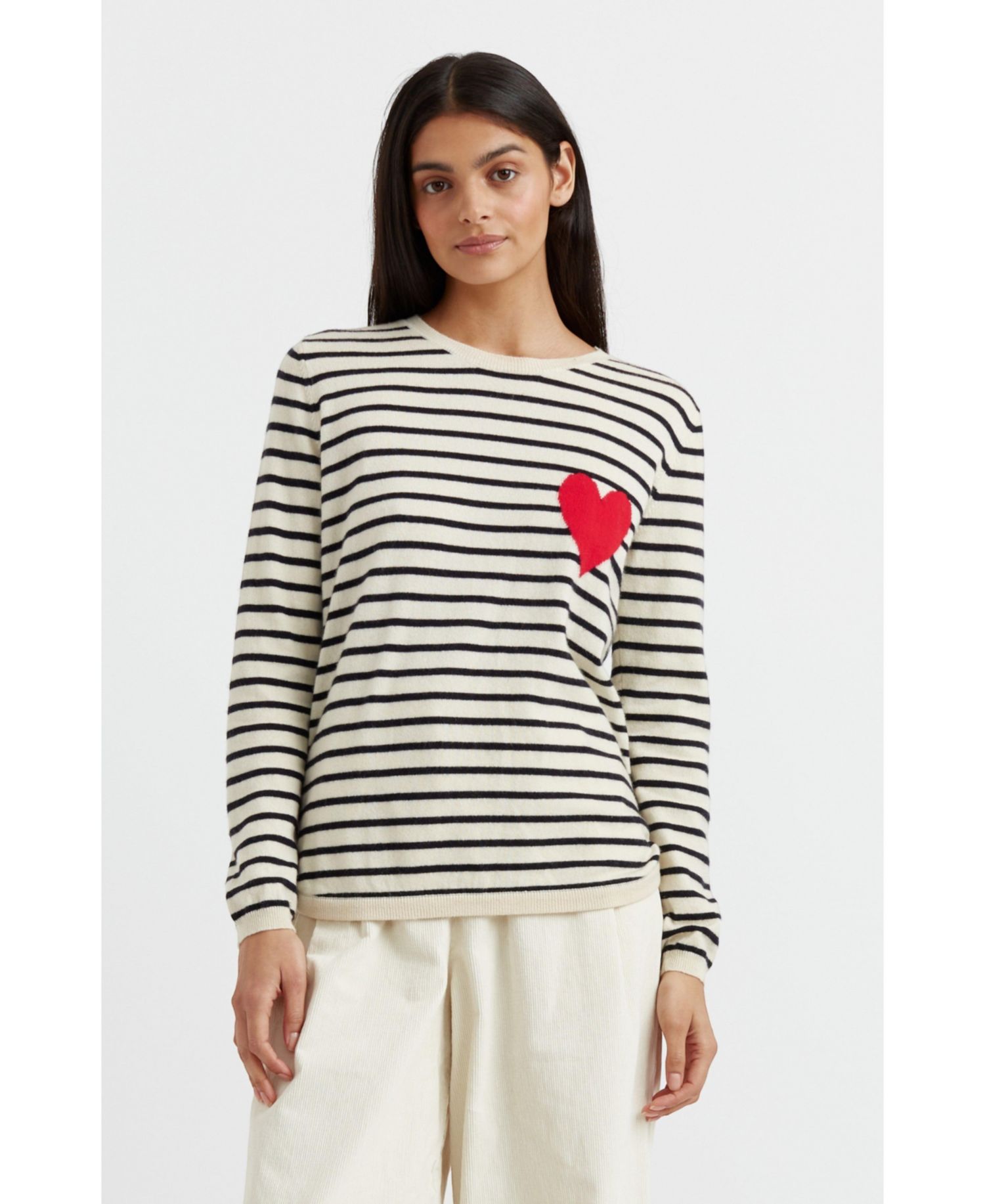 Women's Chinti and Parker Breton Heart Wool and Cashmere Sweater