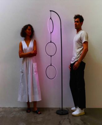 Nova RGB 74" Customizable LED Floor Lamp with Hanging Ring Lights and Color Changing Function