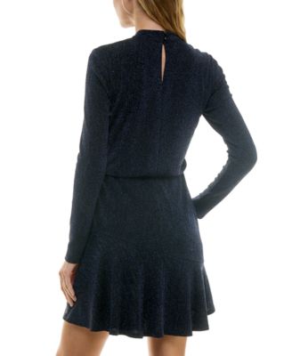 City Studios Juniors' Mock-Neck Blouson Fit & Flare Dress - Macy's