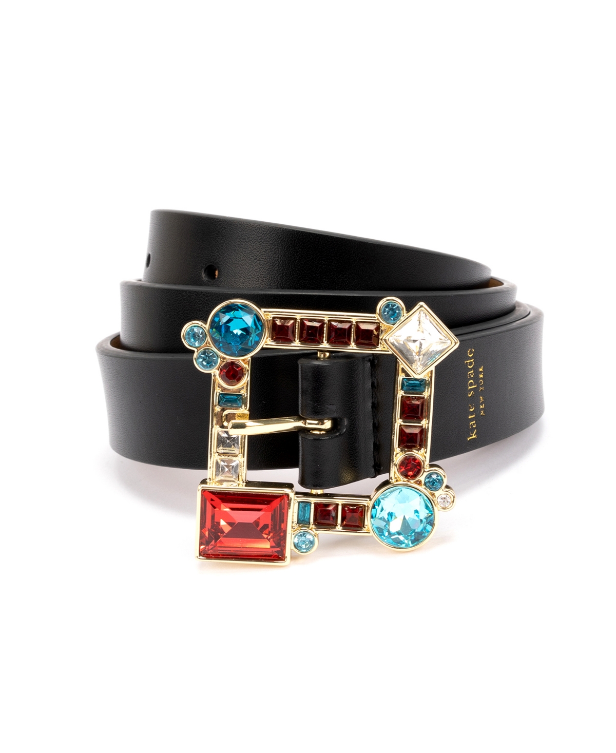 Kate Spade New York Women's 25mm Crystal Buckle Belt - Black Multi-Color