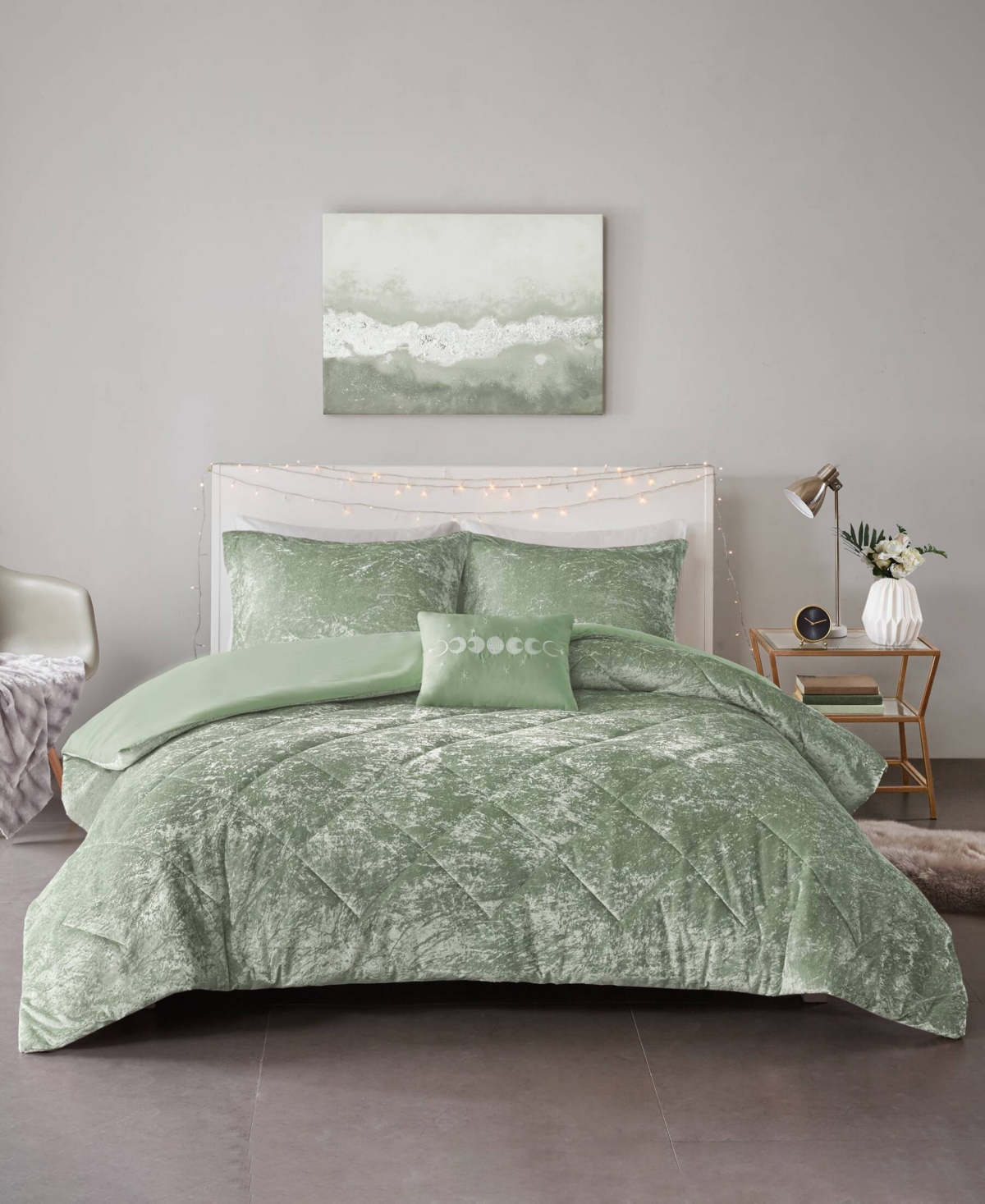 Intelligent Design Felicia Velvet 3-pc. Duvet Cover Set, Twin/twin Xl In Green