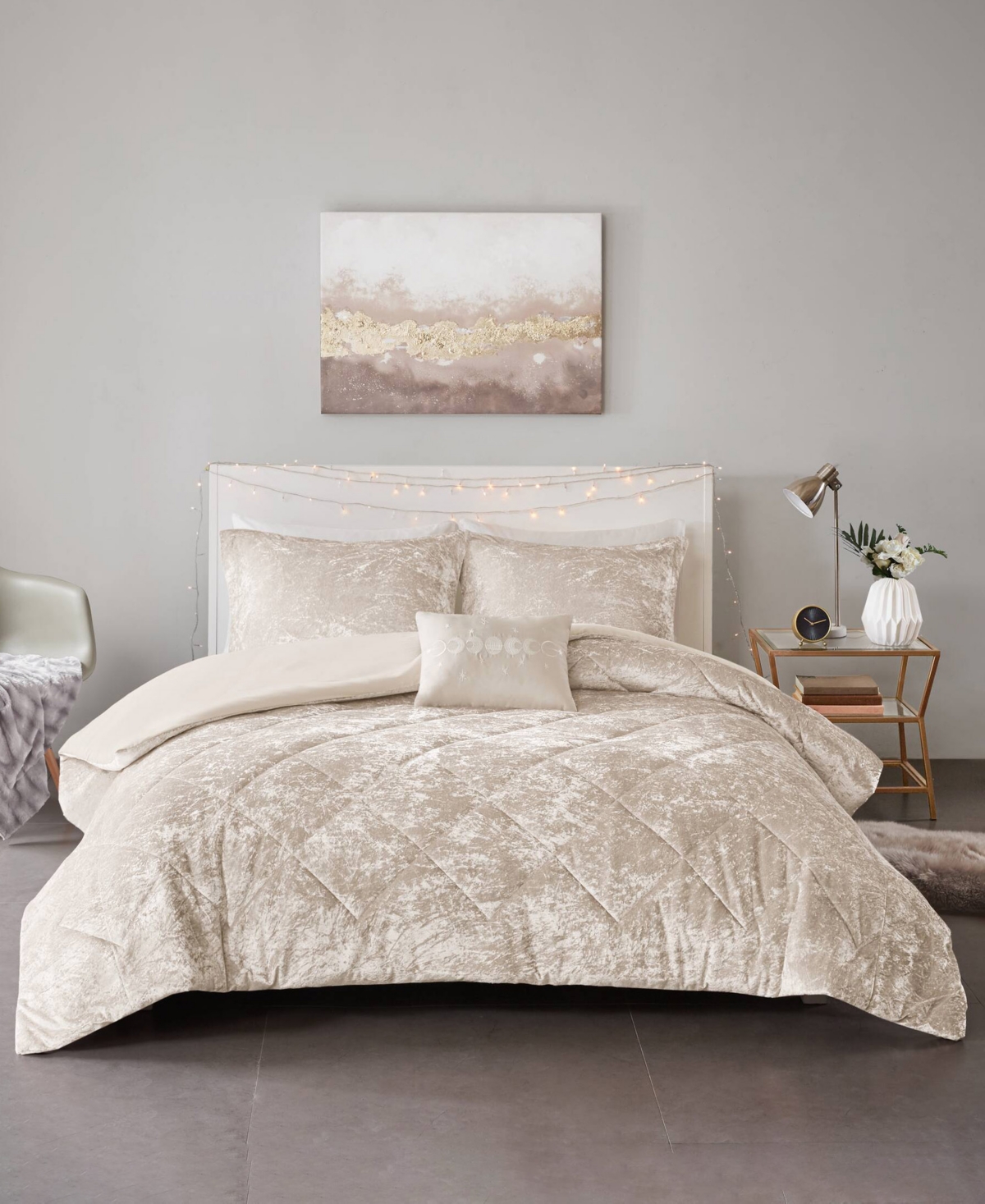 Intelligent Design Felicia Velvet 3-pc. Duvet Cover Set, Twin/twin Xl In Champagne