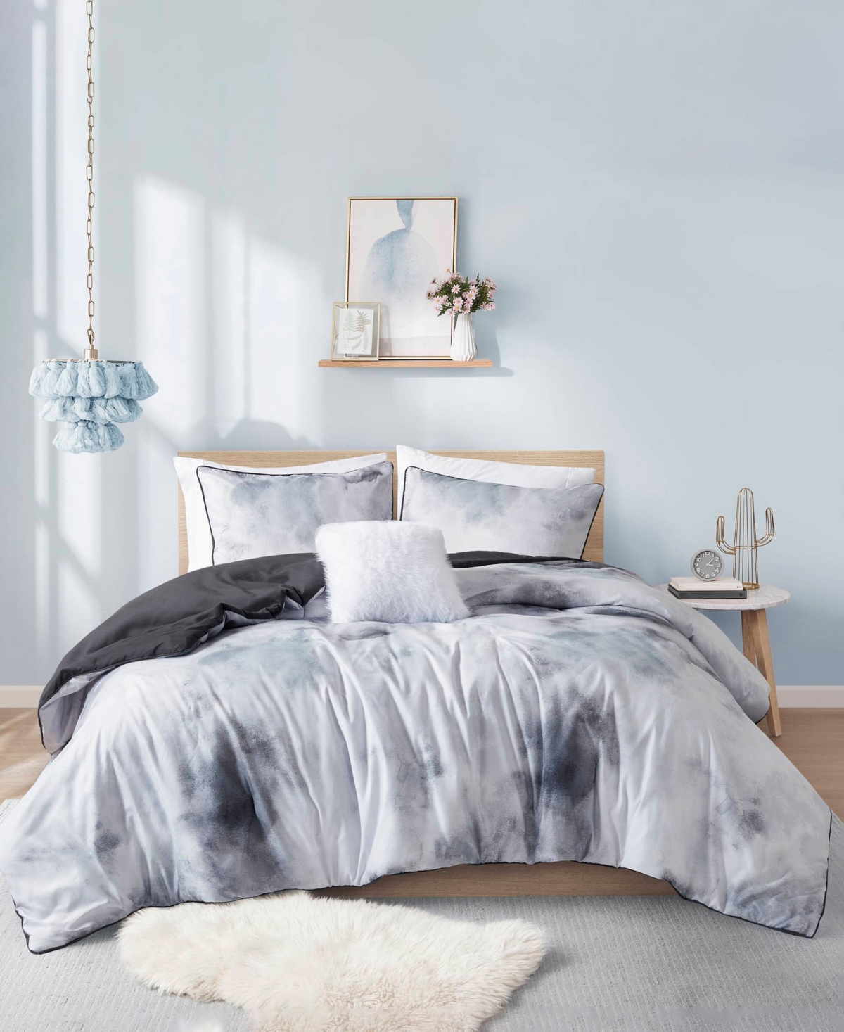 Intelligent Design Cassiopeia Watercolor Tie Dye 3-pc. Duvet Cover Set, Twin/twin Xl In Charcoal