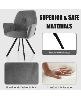 Set of 2 Swivel Accent Arm Chairs with Metal Legs and Wide Back