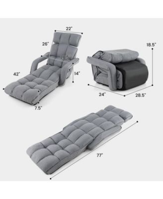 6-Position Adjustable Floor Chair with Adjustable Armrests and Footrest-Gray