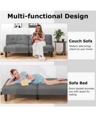 Convertible Folding Futon Sofa Bed with 6-Position Adjustable Backrest