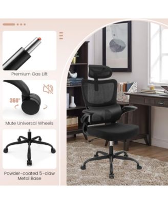 Mesh Office Chair with Adaptive Lumbar Support  Flip-up Armrests  Reclining Backrest-Black