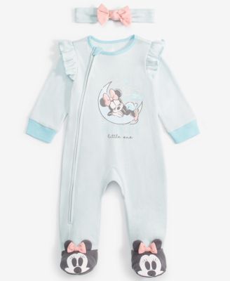 Disney - Baby Girls Minnie Mouse Dream Big Coverall and Headband Set