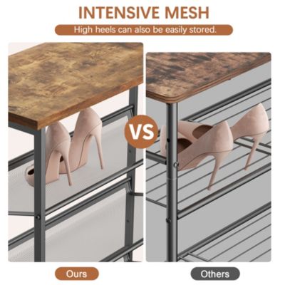 5-Tier Shoe Rack Free Standing Shoe Rack Organizer with Metal Mesh Shelves