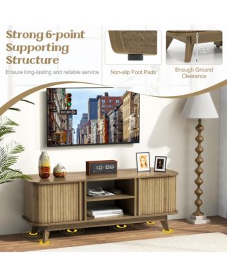 TV Stand – Fits TVs up to 55", 2 Open Shelves, Sliding Doors – Stylish Media Cabinet for Living Room Entertainment Setup