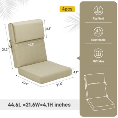 Outdoor Chair Cushion 20.5x20.5x4.33 inches Patio Furniture Seat Cushion - Set of 4
