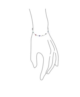 Turkish Multicolor Evil Eye Strand Bracelet with Sterling Silver Charms