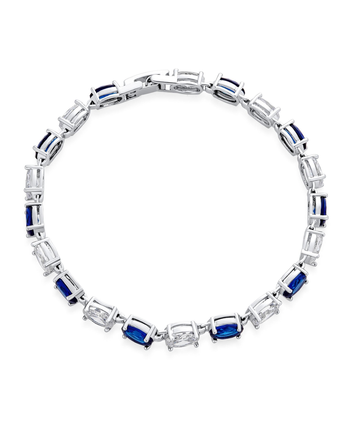 Bling Jewelry Jewelry Cubic Zirconia 7x5 Oval Shape Cz 20 Ctw Alternating ClearCz Tennis Bracelet For Women - Blue