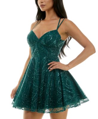 Juniors' Lace Sweetheart Double-Strap Dress