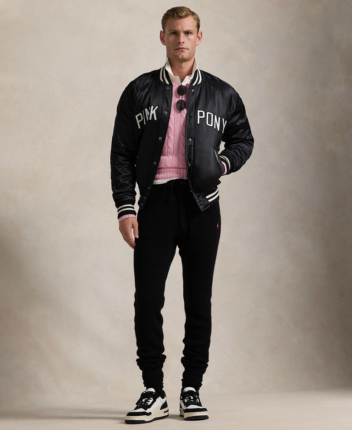 Бейсбольная куртка унисекс Pink Pony из атласа