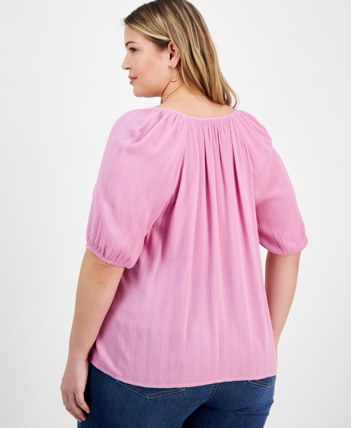 Style & Co Plus Size Metallic-Striped Top, Created for Macy's