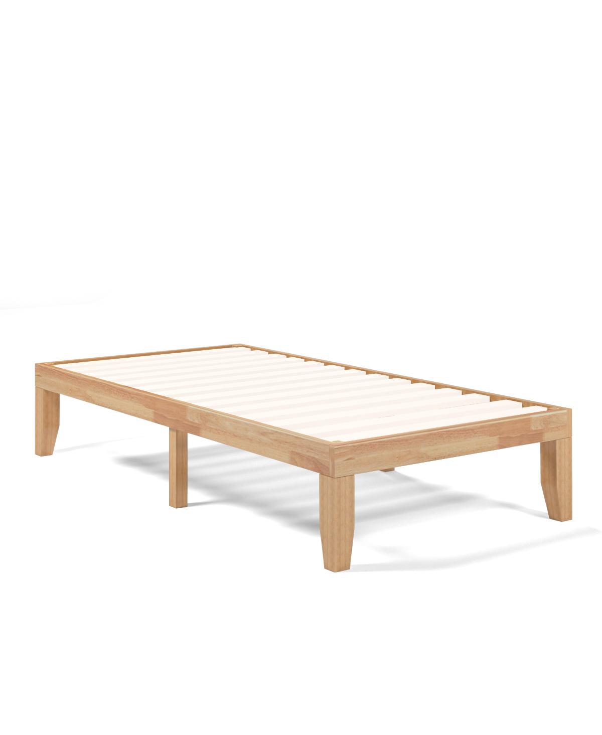 Gymax 14'' Twin Size Wooden Platform Bed Frame w/ Strong Slat Support Espresso