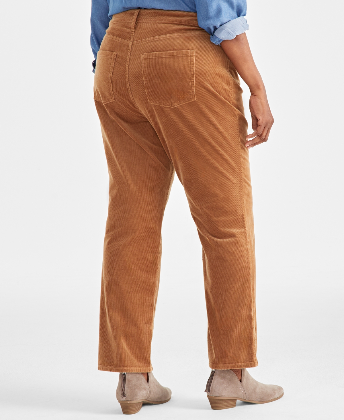 STYLE & CO PLUS SIZE HIGH-RISE STRAIGHT-LEG CORDUROY PANTS, CREATED FOR MACY'S 
