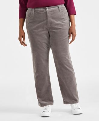 Plus Size High-Rise Straight-Leg Corduroy Pants, Macy's Exclusive