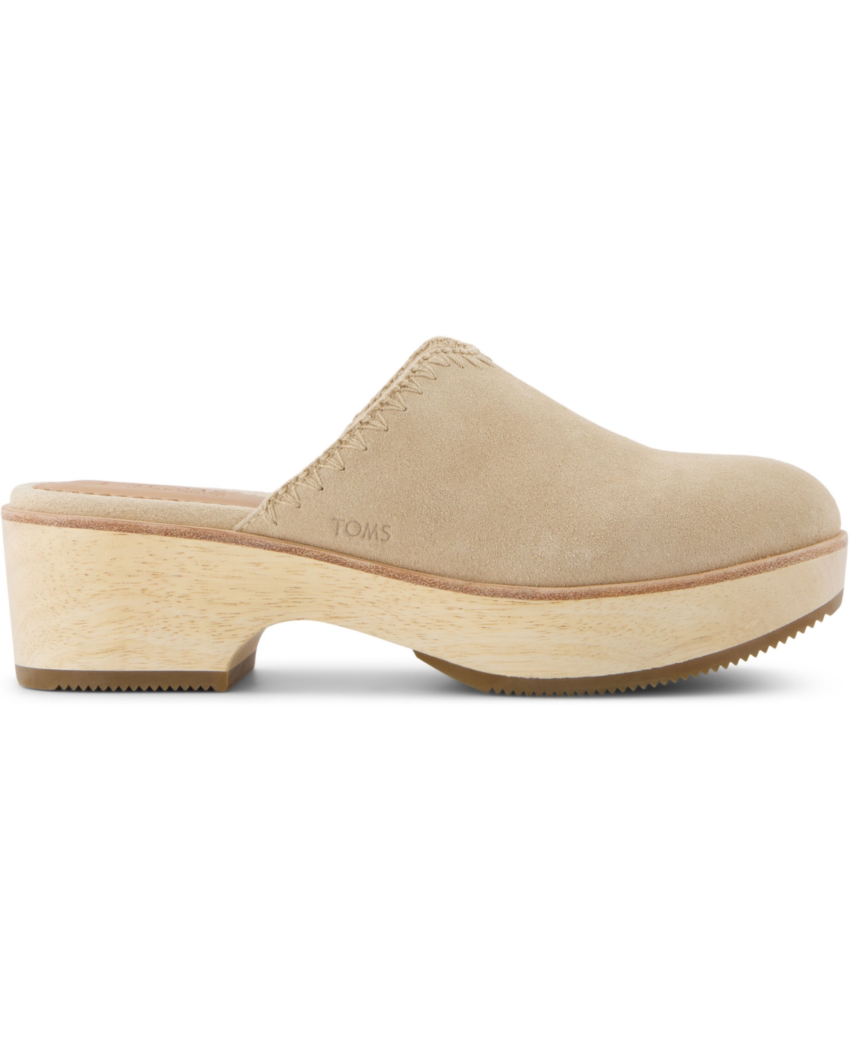 Shop Toms Women's Addison Suede Wood Mule Clog In Oatmeal Suede