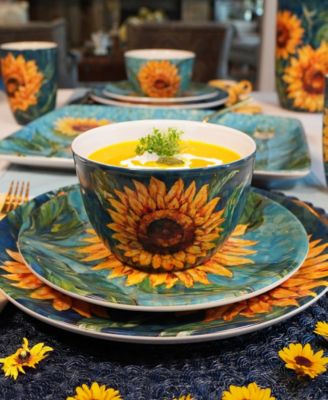 Golden Sunflowers Set of 4 Ice Cream Bowls