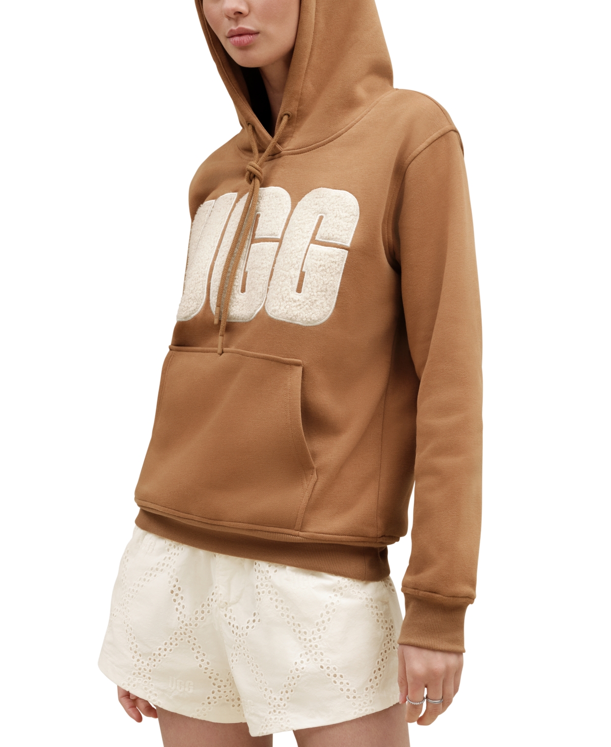 Ugg Women's Rey UGGfluff Logo Hoodie -Plaster