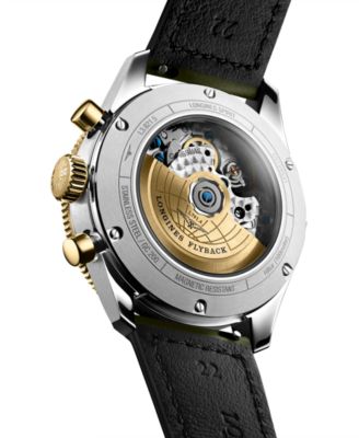 Men's Swiss Automatic Chronograph Spirit Flyback Green Leather Strap Watch 42mm