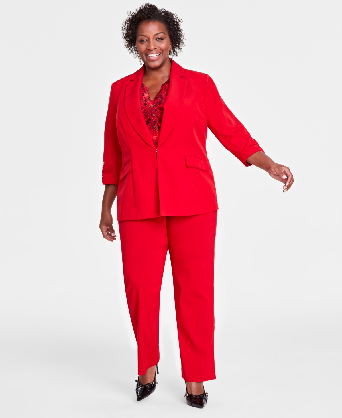 I.n.c. International Concepts Plus Size 3 4 Sleeve Blazer Created for Macy s Deep Black Smart Closet