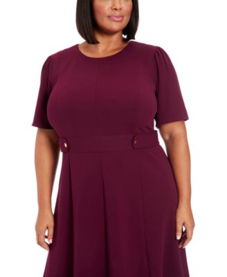 Plus Size Fit & Flare Scuba Crepe Midi Dress