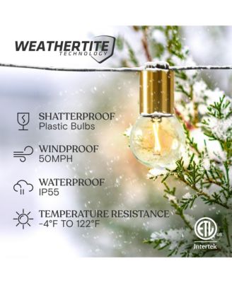 Glow Globe 28 ft Weatherproof LED Outdoor Plug-In String Lights with Brass Hardware