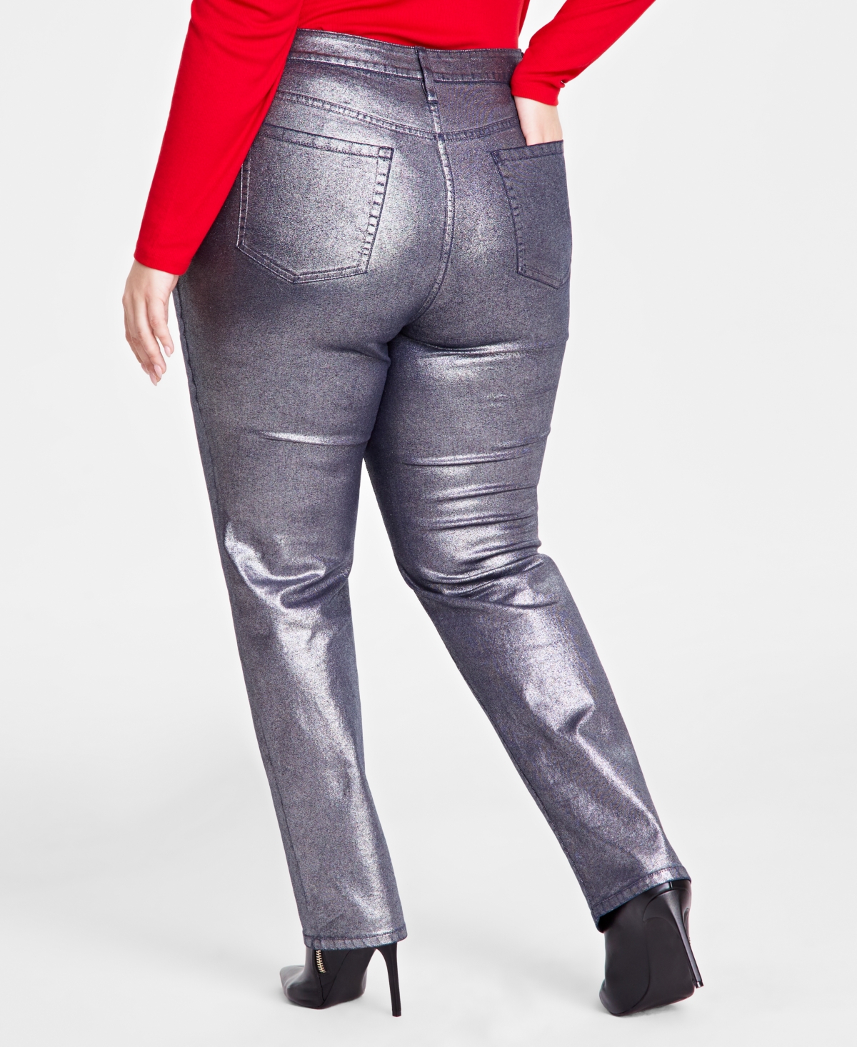Inc International Concepts Plus Size Puff-shoulder Ribbed Turtleneck, Created For Macy's In Silver