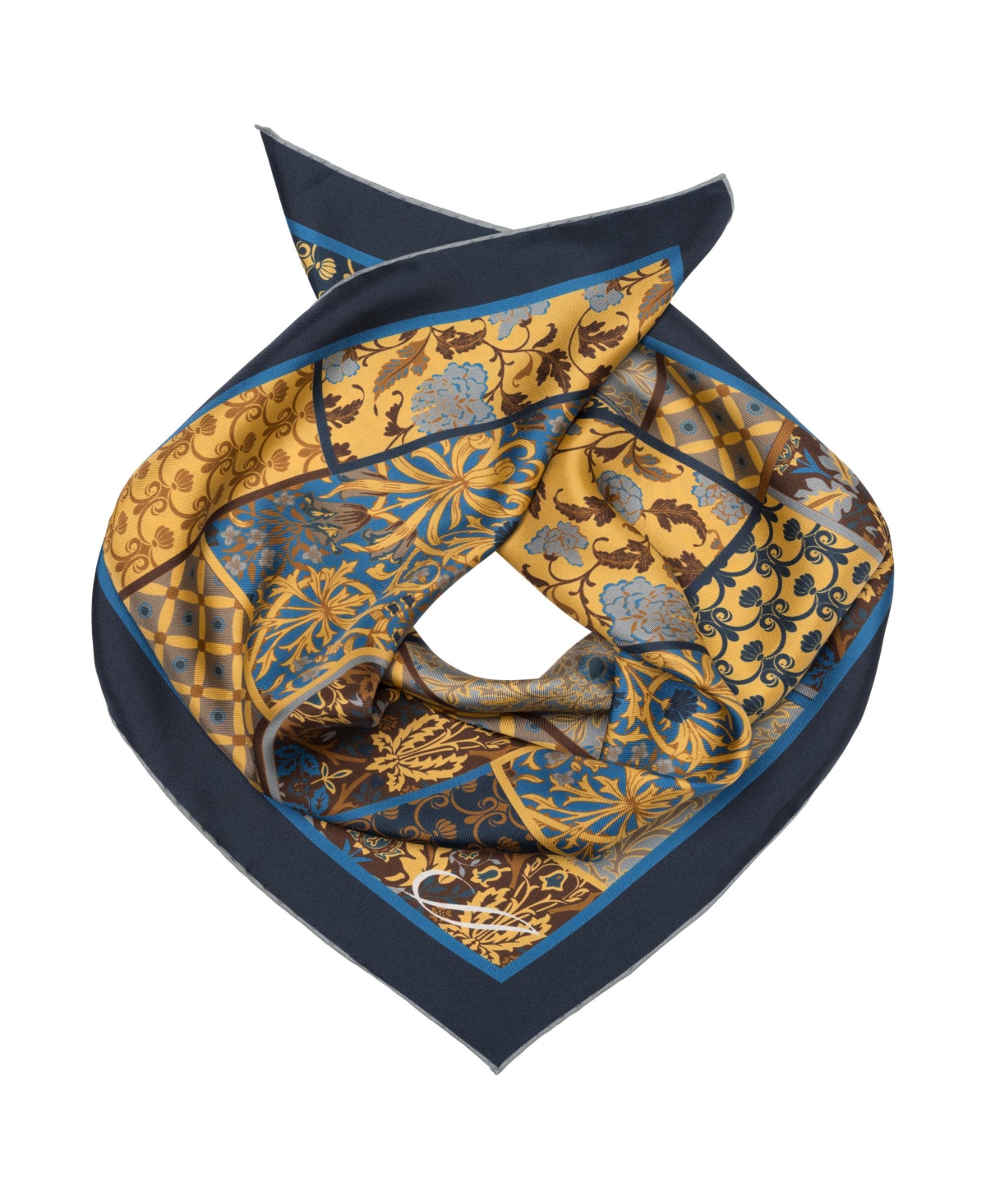 Elizabetta Men's Napoli - Hand Rolled Silk Neckerchief for Men - Yellow and blue