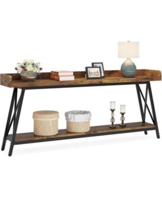 70.87 inch Extra Long Console Table Behind Couch, Rustic Industrial Sofa Table for Living Room, Narrow Entryway Hallway Long Bar Table