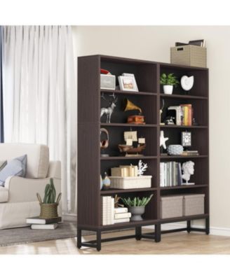 70.8” 5-Tier Wood & Metal Heavy Duty Free-Standing Bookshelf – Storage Shelving Unit for Living Room, Bedroom, Office