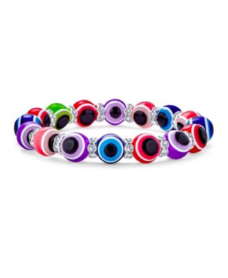 Pink Evil Eye Stackable Stretch Bracelet Crystal Spacer