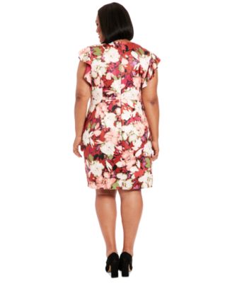 Plus Size Floral Cascade Sheath Dress