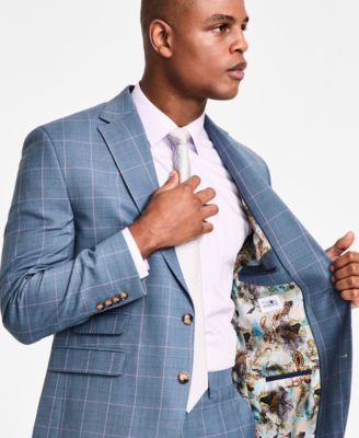 Men's Classic Fit Plaid Suit Jacket