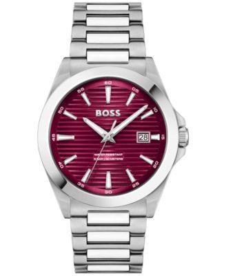 Hugo Boss Men s Strike Quartz Basic Calendar Stainless Steel Watch 41mm Macy s