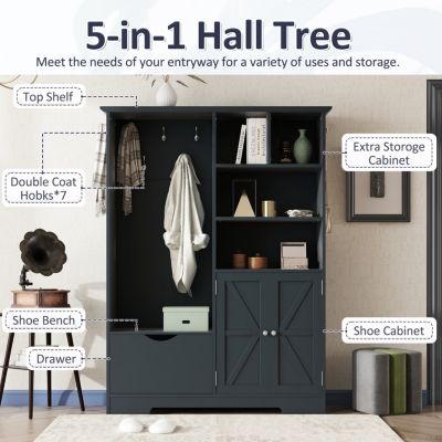 Streamdale Elegant Hall Tree Shoe Cabinet, Bench, Coat Rack