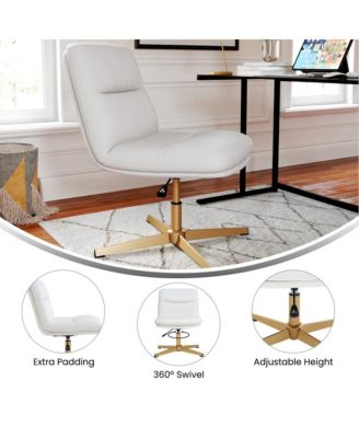 Mid-Back Upholstered Swivel Office Chair – Height-Adjustable Armless Design with Padded Seat & Back, Stationary Strong Frame