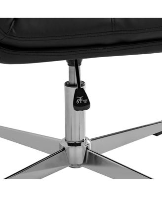 Mid-Back Upholstered Swivel Office Chair – Height-Adjustable Armless Design with Padded Seat & Back, Stationary Strong Frame