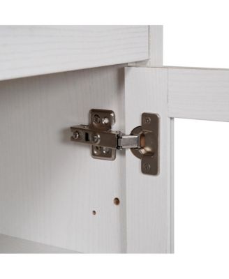 Samson Three-Drawer Engineered Wood Buffet Sideboard Cabinet With Three Tempered Glass Cabinet Doors For Dining Room/Kitchen